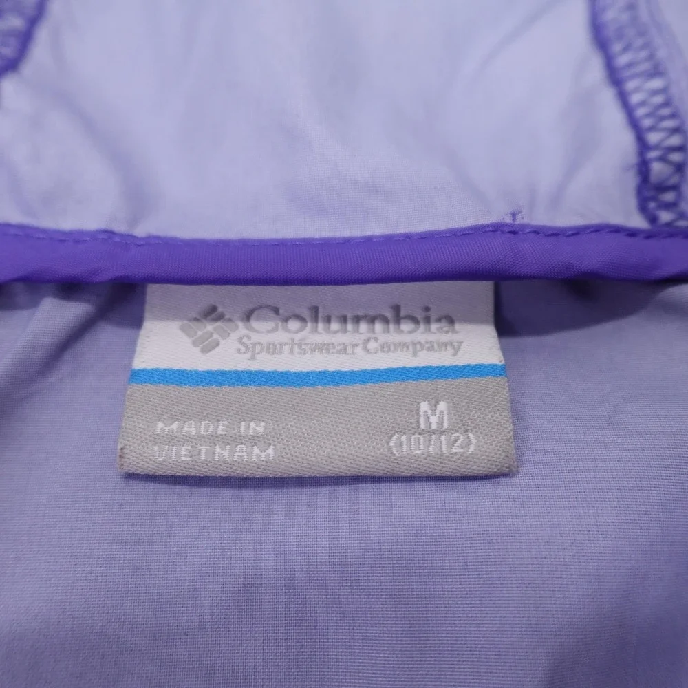 Columbia Jacket Youth Medium 10-12 Purple Hooded Lightweight Windbreaker Rain